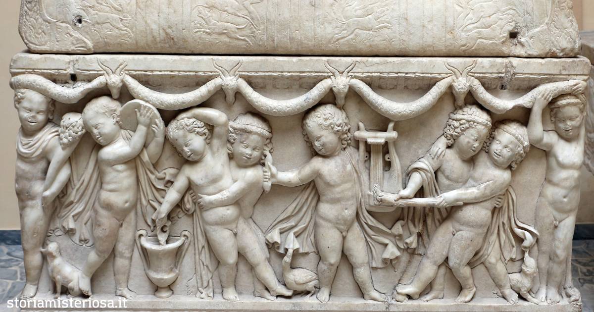 Storia Misteriosa - Sarcofago con processione dionisiaca di Putti, Museo Ostiense di Roma